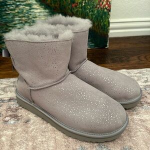 UGG Grey Mini Bailey Bow Boots